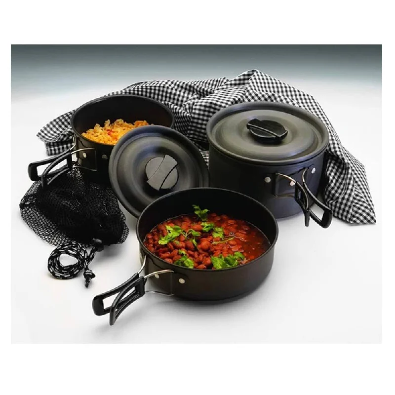 Camping hiking trail buddies-SCOUTER BLACK ICE™ 5 PIECE HARD ANODIZED COOK SET