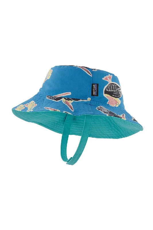 newsboy-style-hat-Patagonia Baby Sun Bucket Hat - Amigos: Vessel Blue