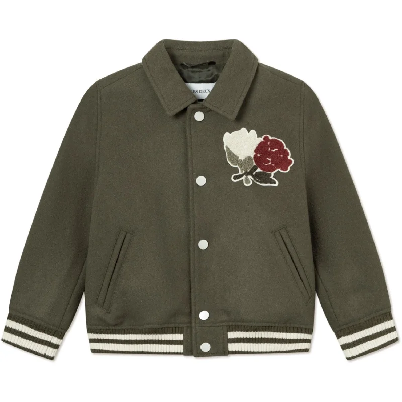 Camping hiking coastal trails-Les Deux Kids Olive Night Felipe Varsity Wool Jacket Kids