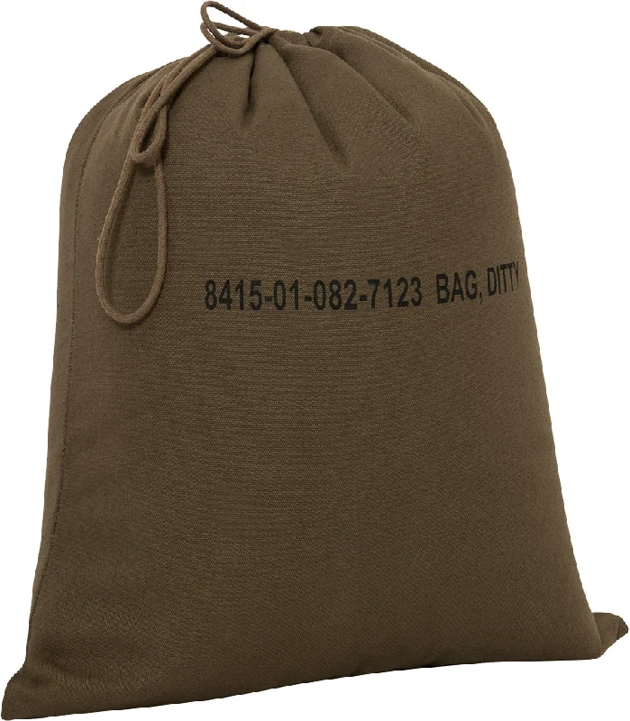 Camping hiking trail fun-Olive Drab - Military Ditty Bag, 19" x 16" Canvas Travel Laundry Bag