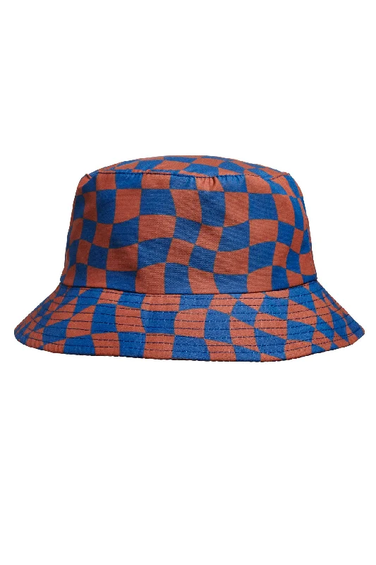 ear-warming-hat-Wavy Navy Checks Bucket Hat