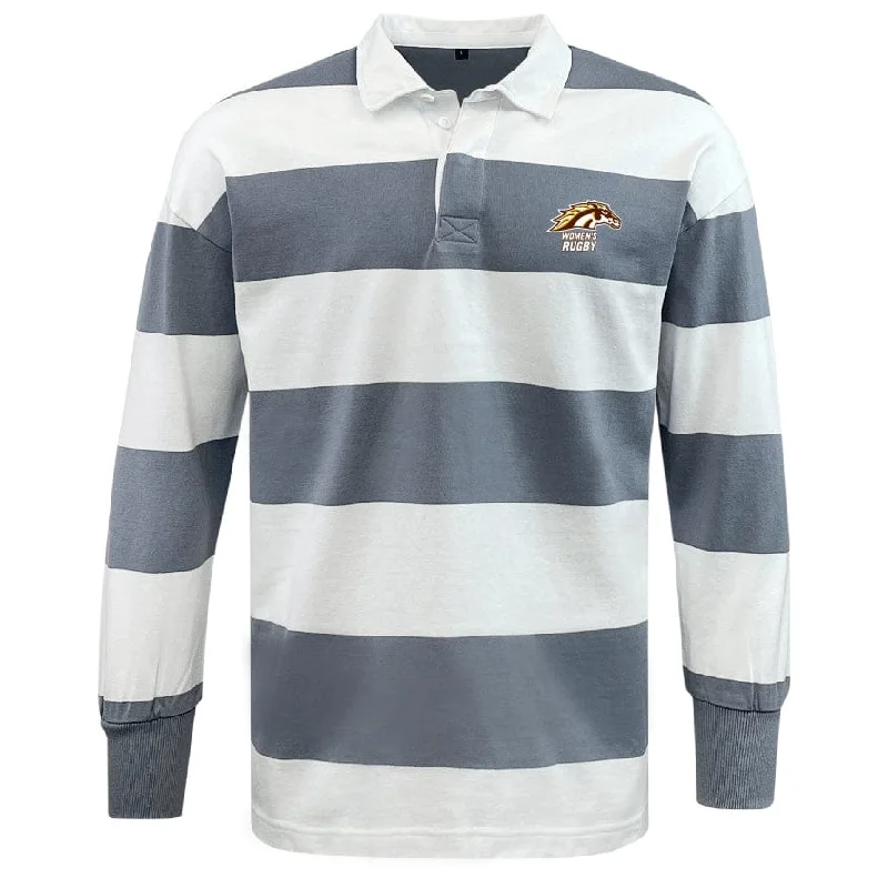 Camping hiking frozen lakes-Western Michigan University Women's Rugby Classic Long Sleeve Hooped Rugby Jersey