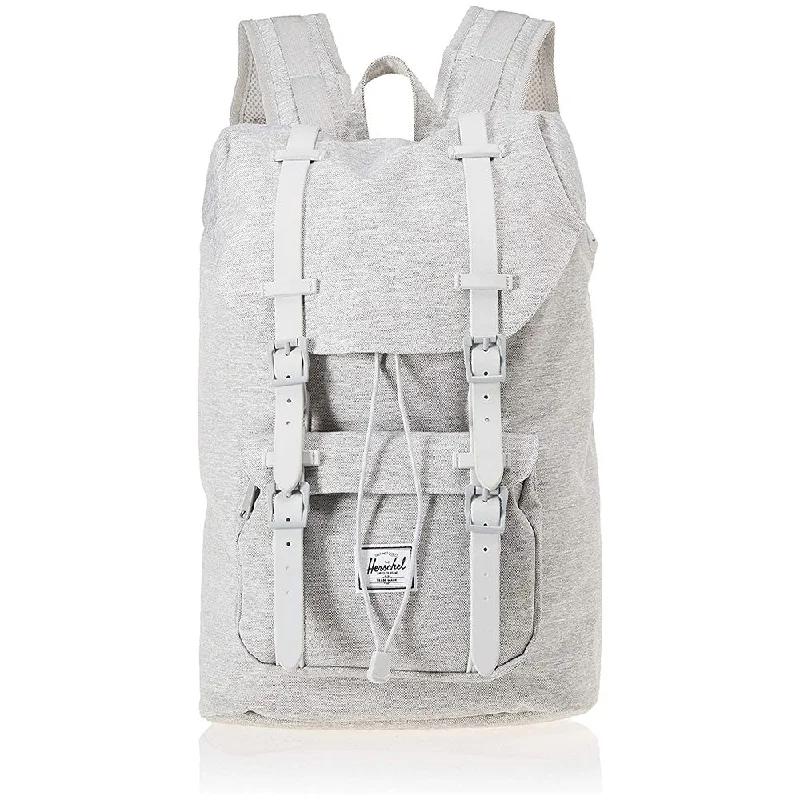 Camping hiking minimalist tips-Herschel Unisex Light Grey Crosshatch/Grey Rubber Mid-Volume 17.0L Little America Laptop Backpack - 10020-02041-OS