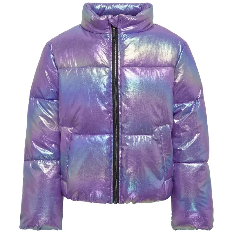 Camping hiking high altitude-kids ONLY Purple Opulence Celine Metallic Short Puffer Jacket