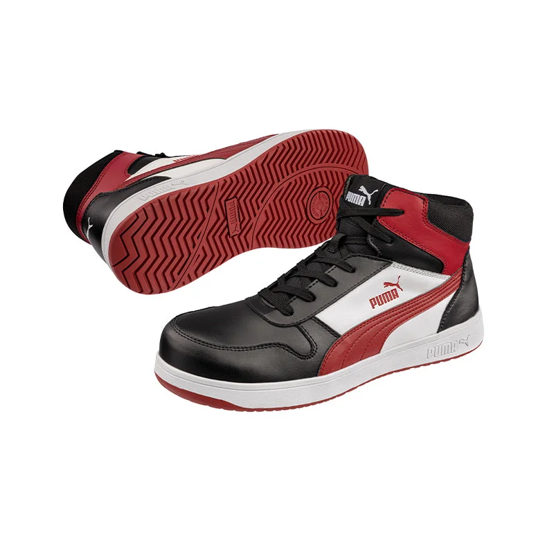 Camping hiking trail vests-Puma Forecourt Retro Safety Boot (Black/Red/White) 630057