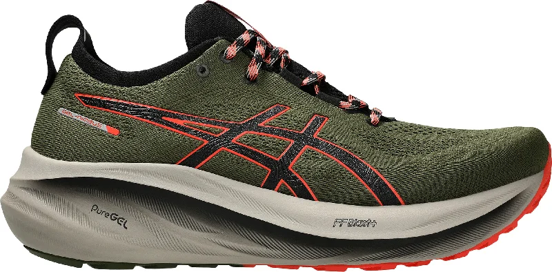 Camping hiking fitness gear-Asics Gel Nimbus 26 TR Mens Running Shoes - Green