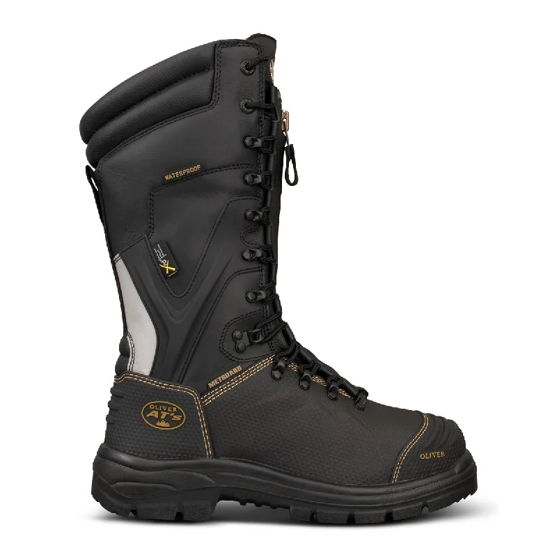 Camping hiking communication tools-Oliver 65 Series Black 350mm (14") Laced In Zip Mining Boot 65-791