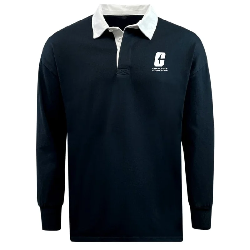 Camping hiking endurance training-UNC Charlotte Classic Long Sleeve Solid Rugby Jersey