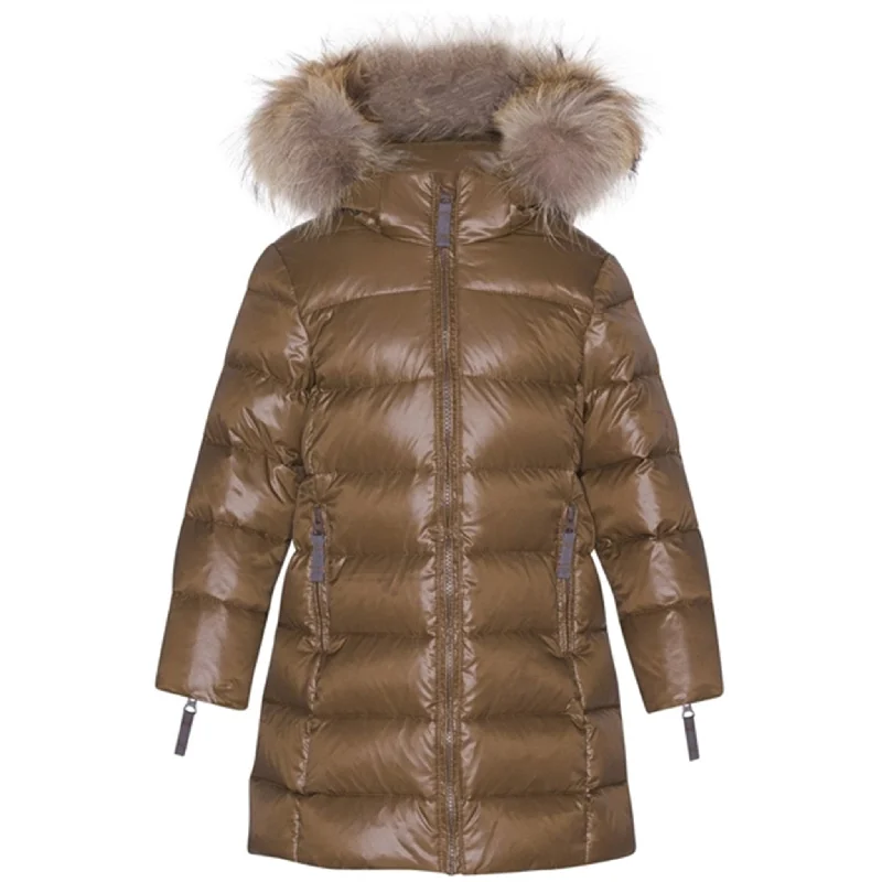 Camping hiking steep drops-Ver de Terre Featherlight Girls A Down Coat w. Fur Kangaroo