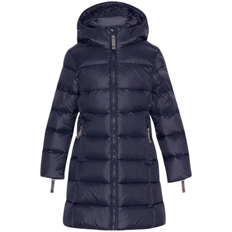 Camping hiking off-grid tips-Ver de Terre Featherlight Girls A Down Coat Navy