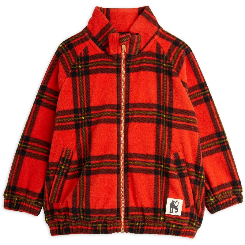 Camping hiking group games-Mini Rodini Red Check Aop Fleece Jacket