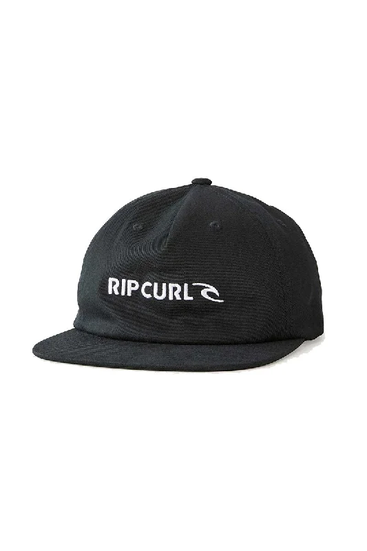 retro-flat-hat-Rip Curl Brand Icon Flexfit Adjustable Cap - Black