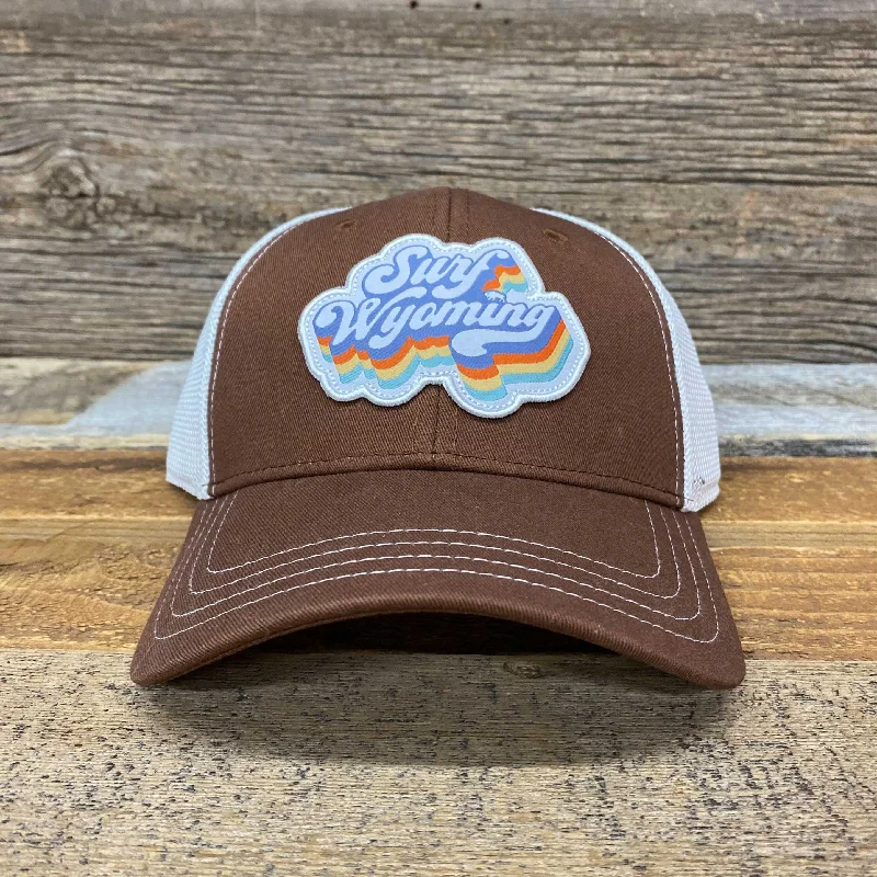 outdoor-safari-hat-Surf Wyoming® Soda Script Trucker Hat - Brown