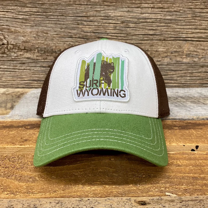 retro-bucket-hat-Surf Wyoming® Bear Peak Trucker Hat - Green Multi