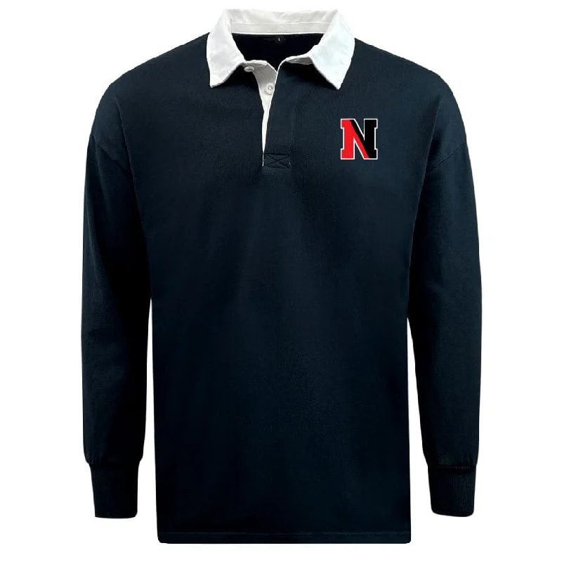 Camping hiking trail shortcuts-Northeastern University Rowing Classic Long Sleeve Solid Rugby Jersey