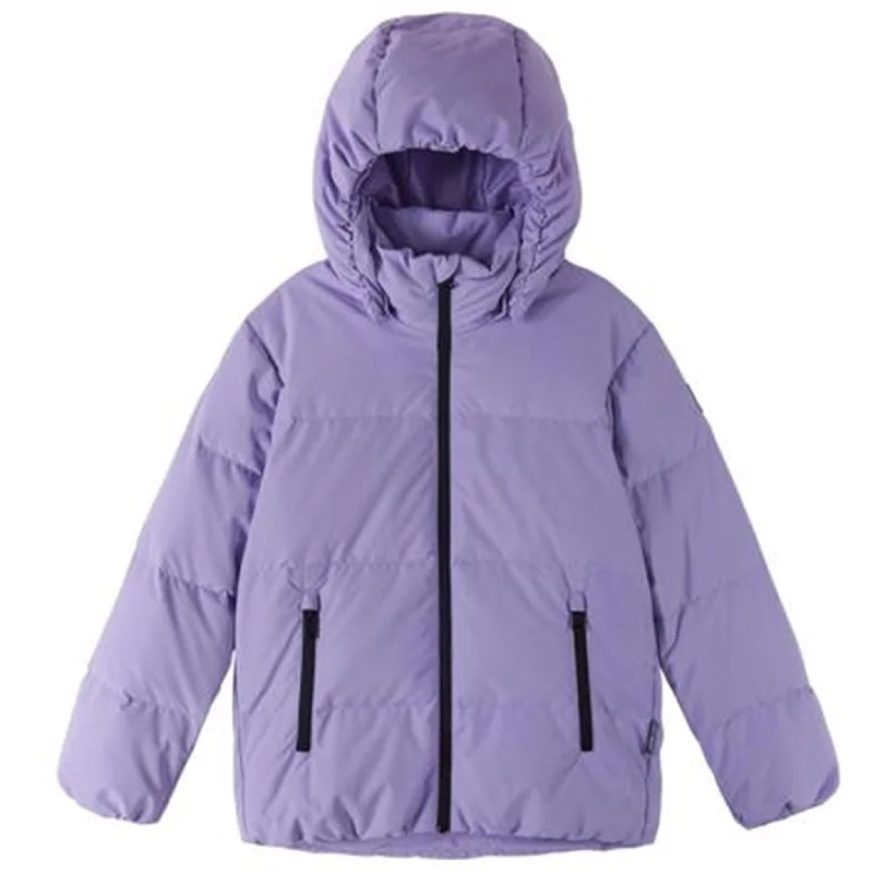 Camping hiking trail selfies-Reima Down Jacket Paimio Lilac amethyst