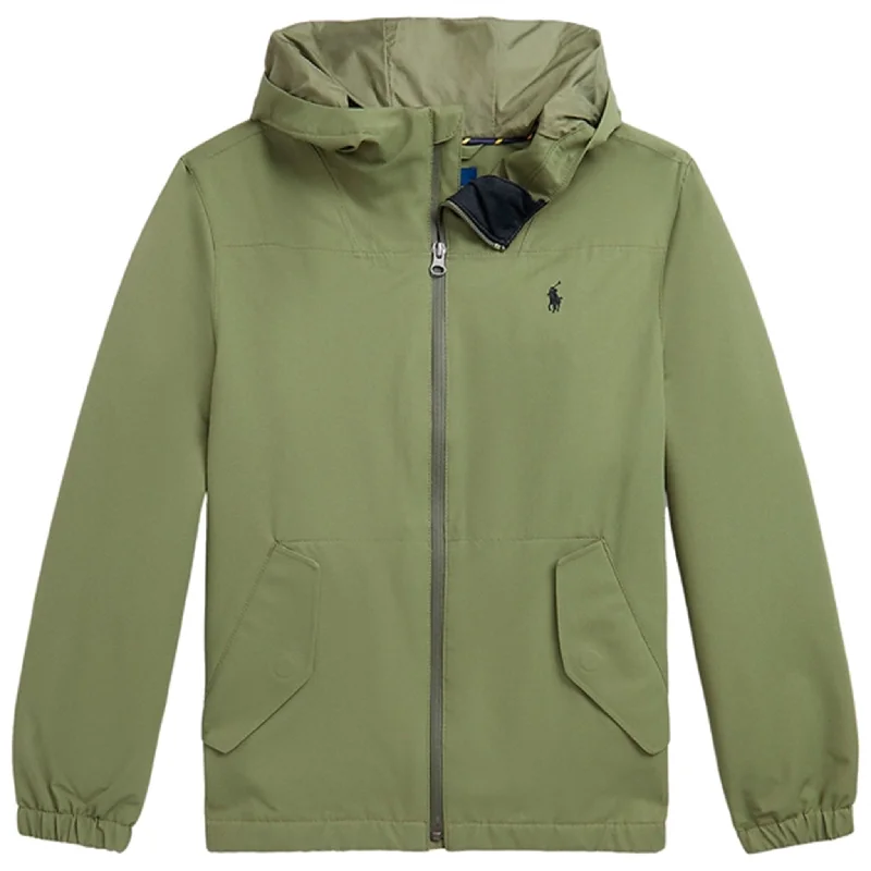 Camping hiking hybrid trips-Polo Ralph Lauren Boy Windbreaker Army Olive