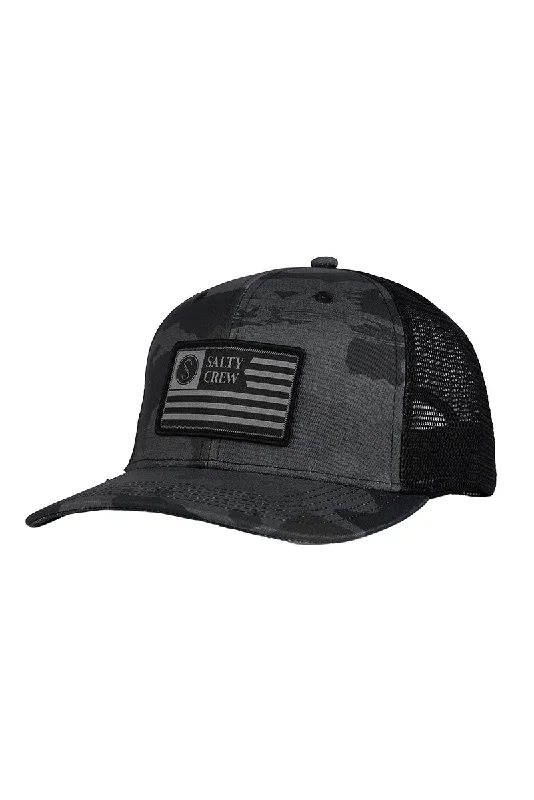 warm-slouchy-hat-Salty Crew Patriot Retro Trucker Hat - Black / Camo