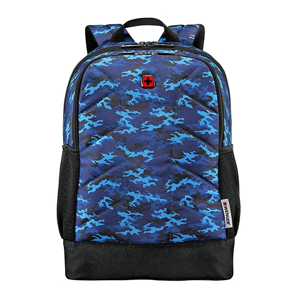 Camping hiking UV protection-Wenger Quadma ML 16" Laptop Backpack  (22 Litres)-Swiss designed-Blue Camo