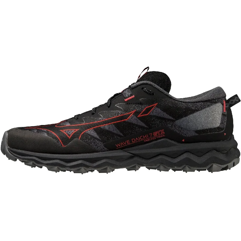 Camping hiking reflective gear-Mizuno Wave Daichi 7 GORE-TEX Mens Trail Running Shoes - Black