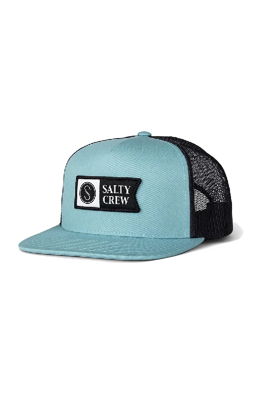 sporty-snapback-hat-Salty Crew Alpha Twill Trucker Hat - Dark Aqua