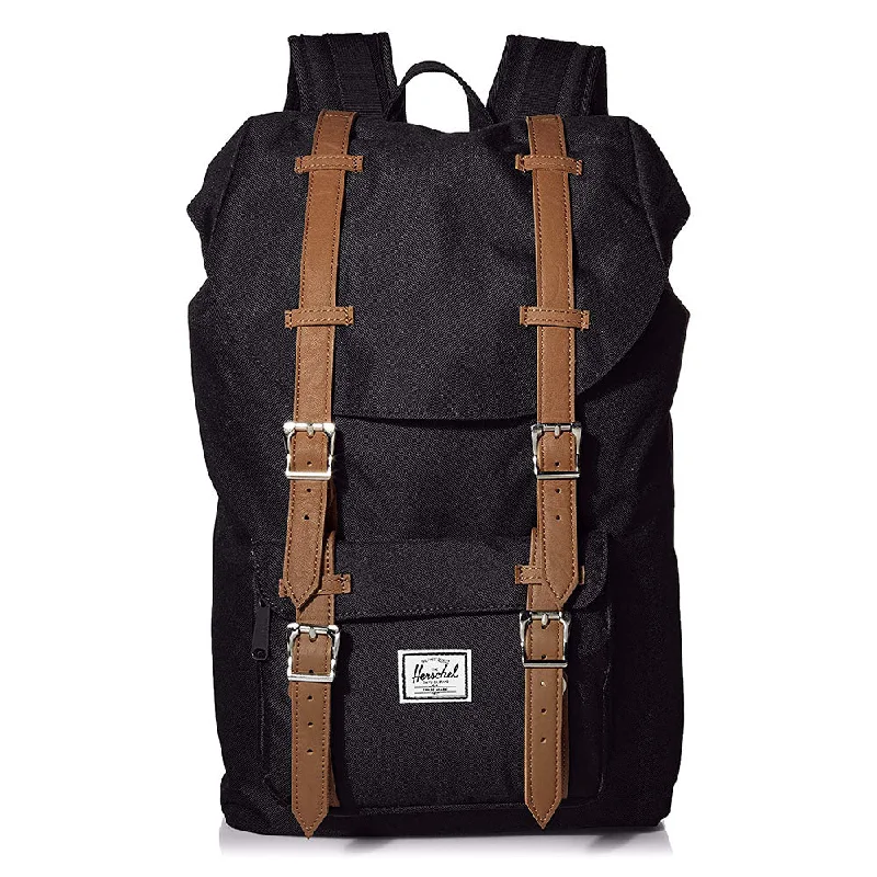 Camping hiking trail calories-Herschel Unisex Black/Tan Classic 25L Little America Laptop Backpack - 10014-00001-OS