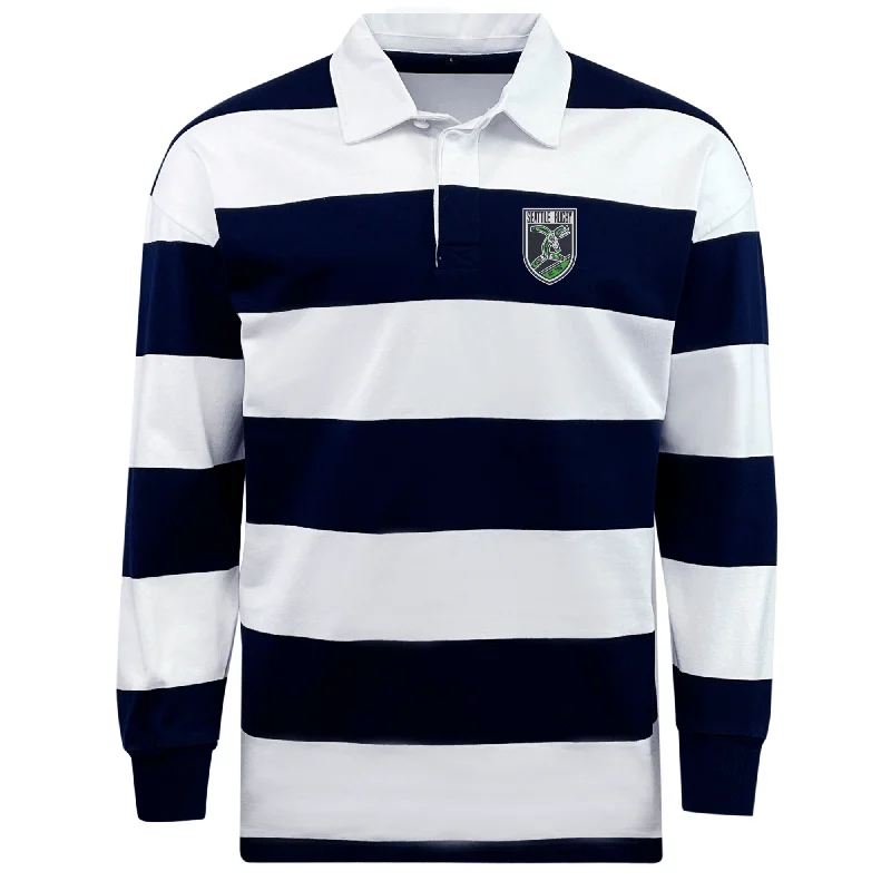 Camping hiking creative tips-Seattle Rugby Club Classic Long Sleeve Hooped Rugby Jersey