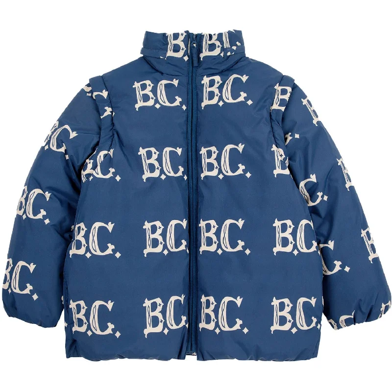 Camping hiking trail strolls-Bobo Choses Midnight Blue B.C Vintage All Over Padded Anorak