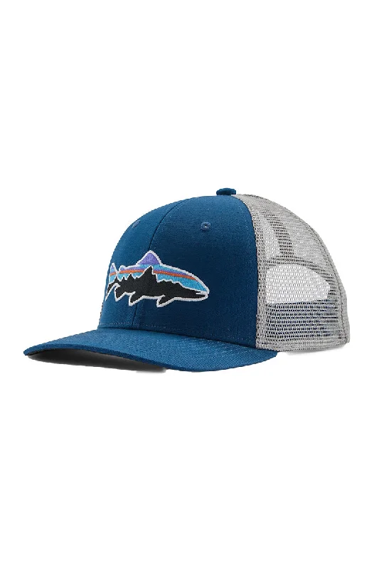 wide-brim-straw-hat-Patagonia Fitz Roy Trout Trucker Hat - Lagom Blue