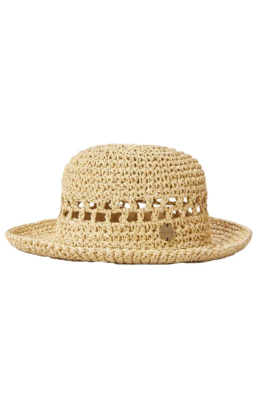 vintage-fedora-hat-Rip Curl Essentials Crochet Bucket Hat - Natural