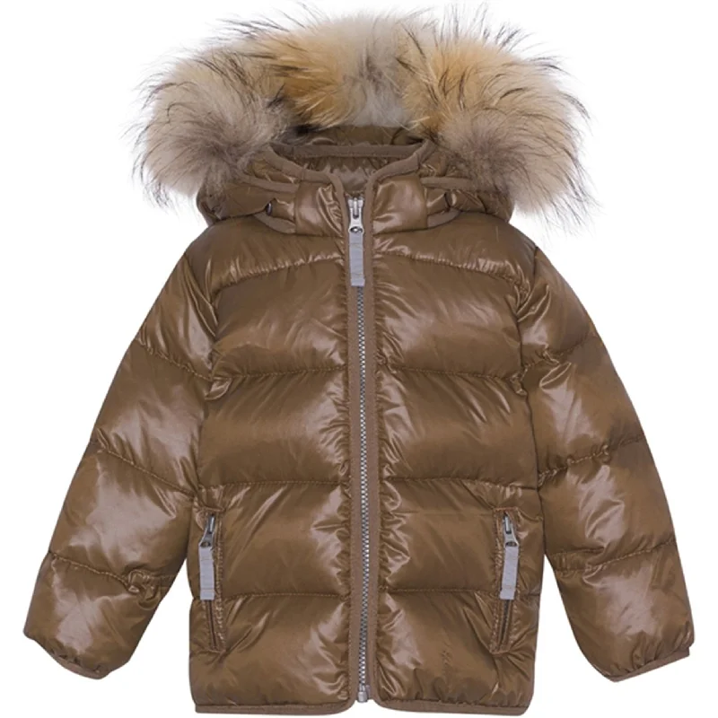 Camping hiking tent accessories-Ver de Terre Featherlight Baby Down Jacket w. Fur Kangaroo