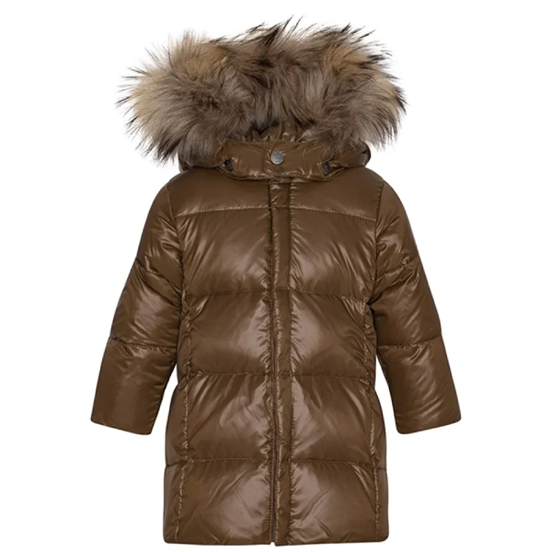 Camping hiking solo tents-Ver de Terre Featherlight Baby Girls Down Coat w. Fur Kangaroo