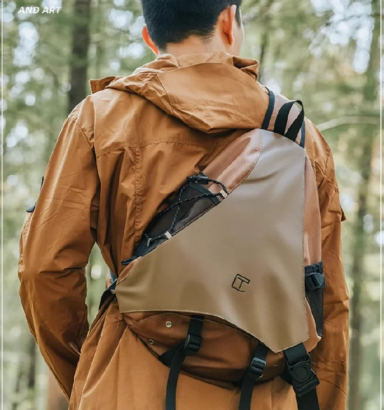 Camping hiking community events-Mountain style crossbody bag, trendy brand, outdoor hiking waterproof cycling bag, commuting men's bow and arrow bag, retro single shoulder backpack for men