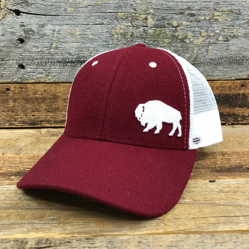 classic-newsboy-hat-Surf Wyoming® First Park Bison Felt Trucker Hat - Crimson