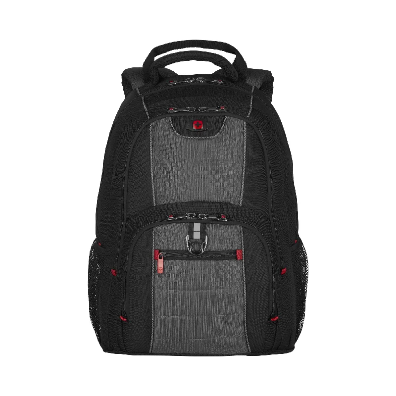 Camping hiking trail temples-Wenger PILLAR 16'' Laptop Backpack (25 Litres) Swiss Designed - Black/Grey