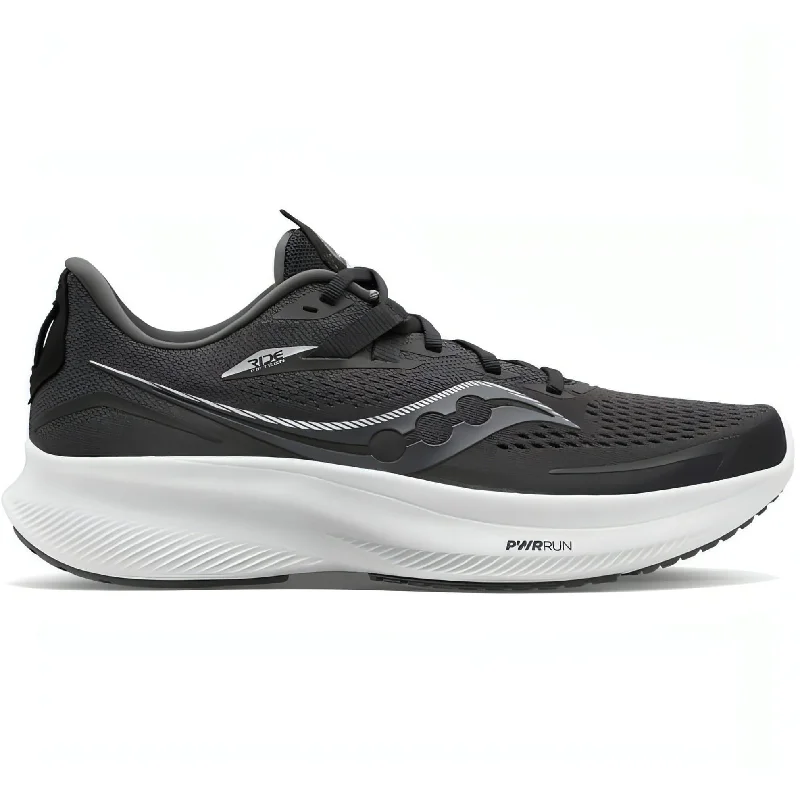 Camping hiking trail benches-Saucony Ride 15 Mens Running Shoes - Black