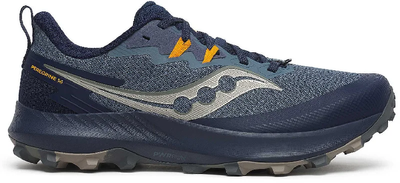 Camping hiking solo risks-Saucony Peregrine 14 Mens Trail Running Shoes - Blue