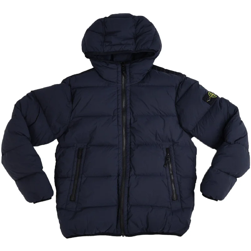 Camping hiking wound care-Stone Island Navy Blue Real Down Jacket