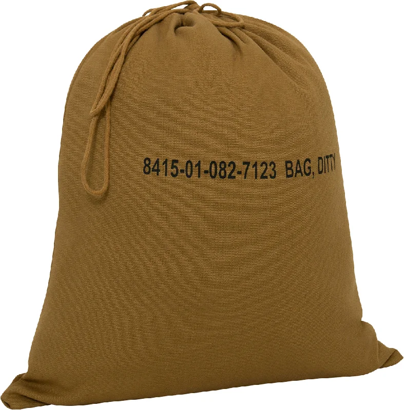 Camping hiking trail fungi-Coyote Brown - Military Ditty Bag, 19" x 16" Canvas Travel Laundry Bag