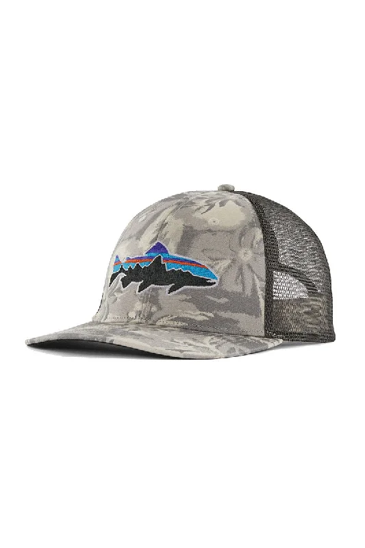 chef-cooking-hat-Patagonia Fitz Roy Trout Trucker Hat - Cliffs And Waves: Natural