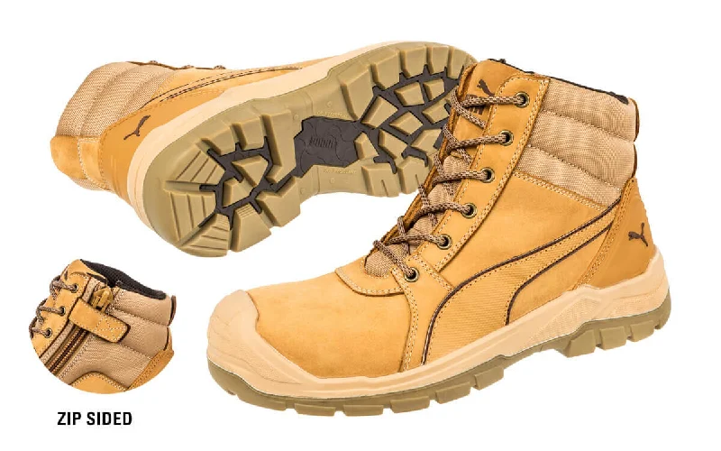 Camping hiking spiritual trails-Puma Tornado Zip Sided Safety Boots (Wheat) 630787