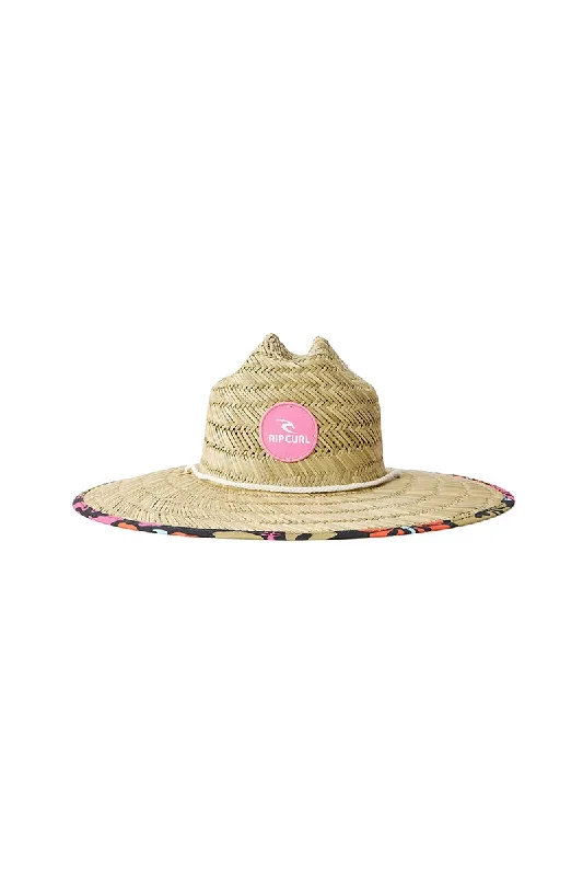 pom-pom-winter-hat-Rip Curl Mixed Straw Sun Hat - Pink