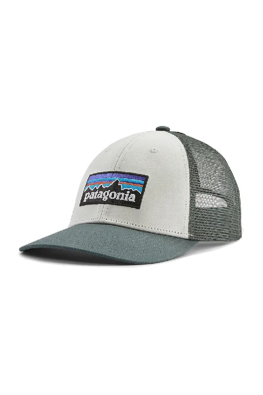 quilted-winter-hat-Patagonia P-6 Logo LoPro Trucker Hat - White w/Nouveau Green