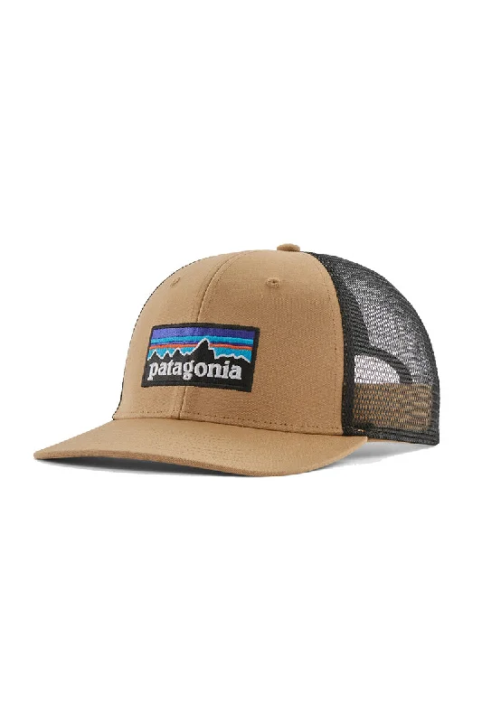 fancy-derby-hat-Patagonia P-6 Logo Trucker Hat - Grayling Brown