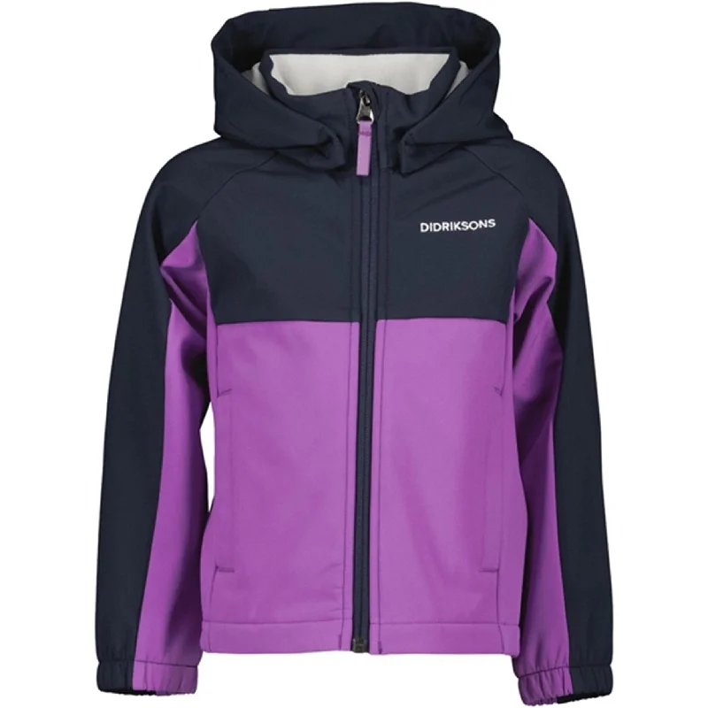 Camping hiking trail yoga-Didriksons Tulip Purple Troel Kids Jacket