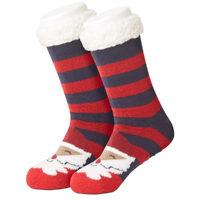 breathable mesh socks-Santa's Stripes Women's Slipper Socks