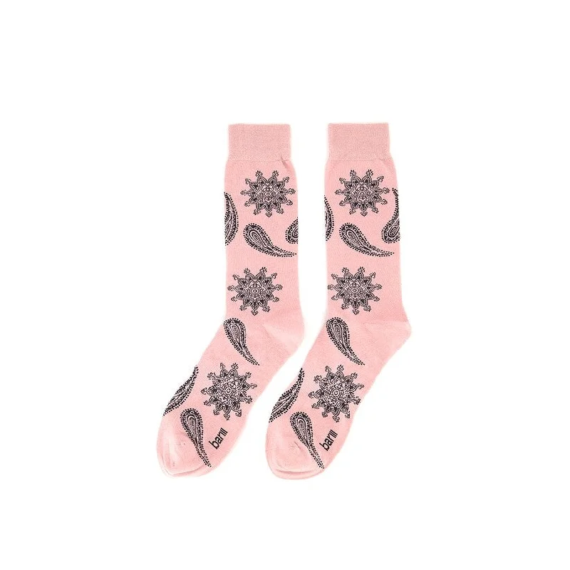 socks with fun prints-Bar III Men's Floral Paisley Socks Pink Size Regular