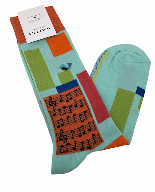 socks with quirky patterns-DMITRY "Supersonic Symphony" Patterned Made in Italy Mercerized Cotton Socks