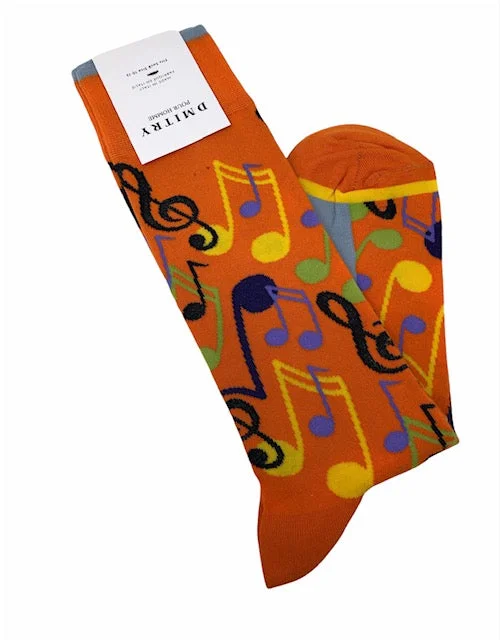 socks with comfy fit-DMITRY "Music To My Ears" Patterned Made in Italy Mercerized Cotton Socks