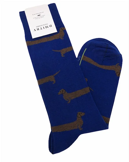 socks with thin fabric-DMITRY "Dachshund" Patterned Made in Italy Mercerized Cotton Socks